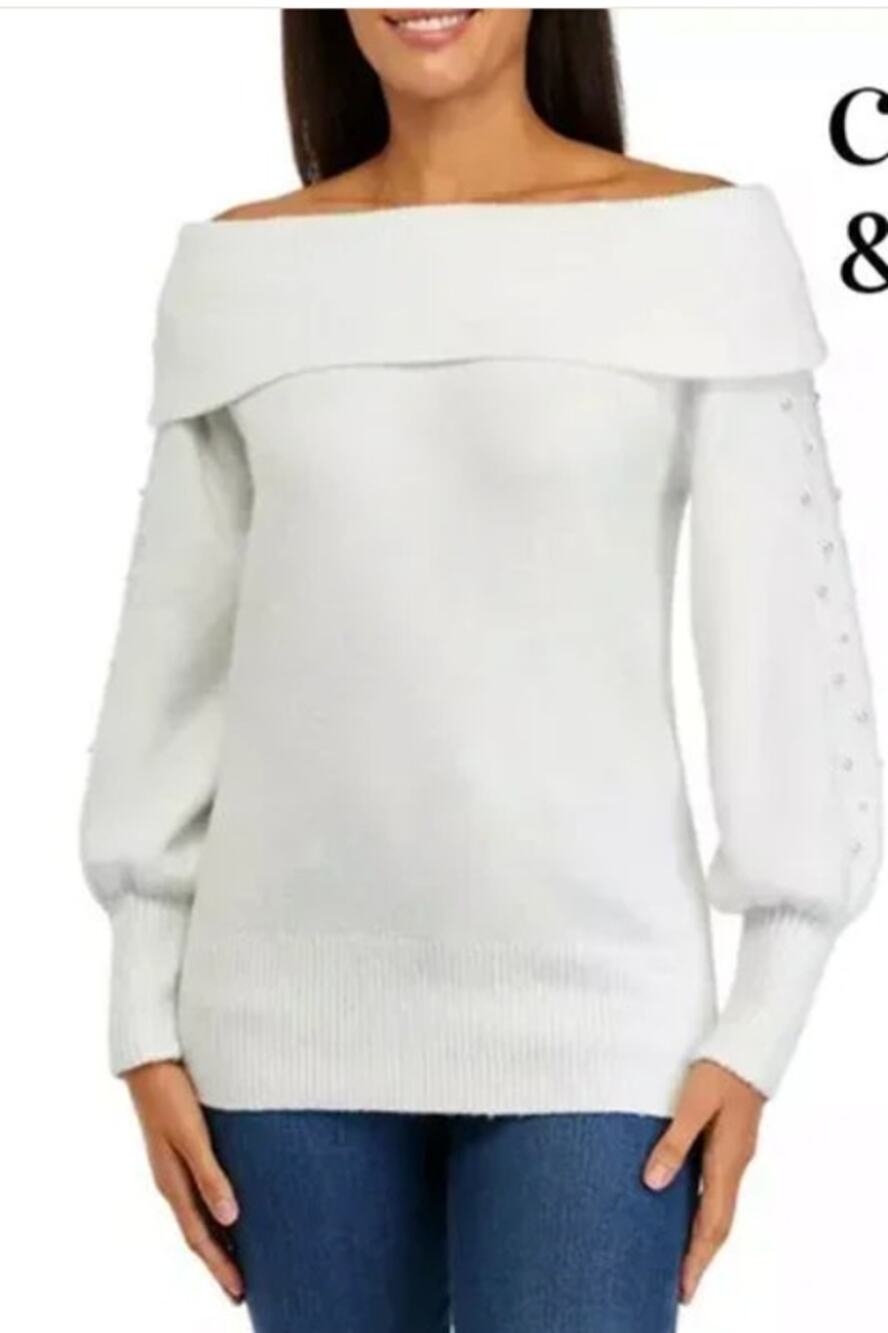 Crown & Ivy Pearl Sleeves Off-Shoulder Sweater Size XXL